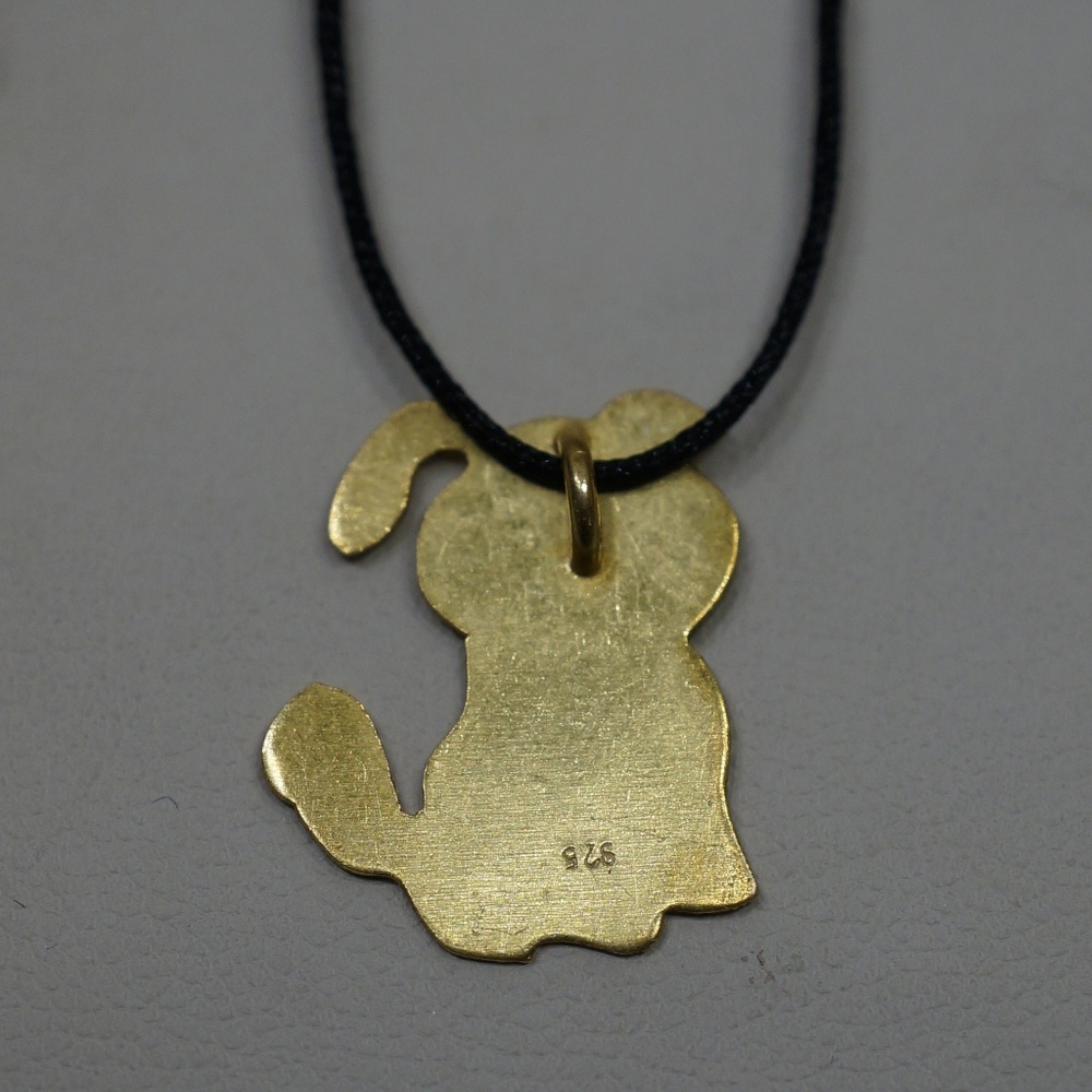 Sterling Silver & Gold Plated Dog Pendant W/Cord - Picture 5 of 7